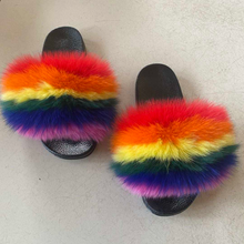 Load image into Gallery viewer, Rainbow Furry Slides (Adult)
