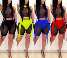 Load image into Gallery viewer, Lace up Mesh Party Outfit
