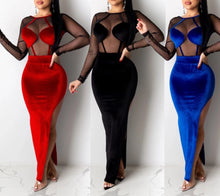 Load image into Gallery viewer, Sheer Velvet Bodycon Dress
