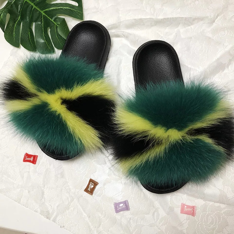 Green, Yellow and Black Furry Slides (Adult)