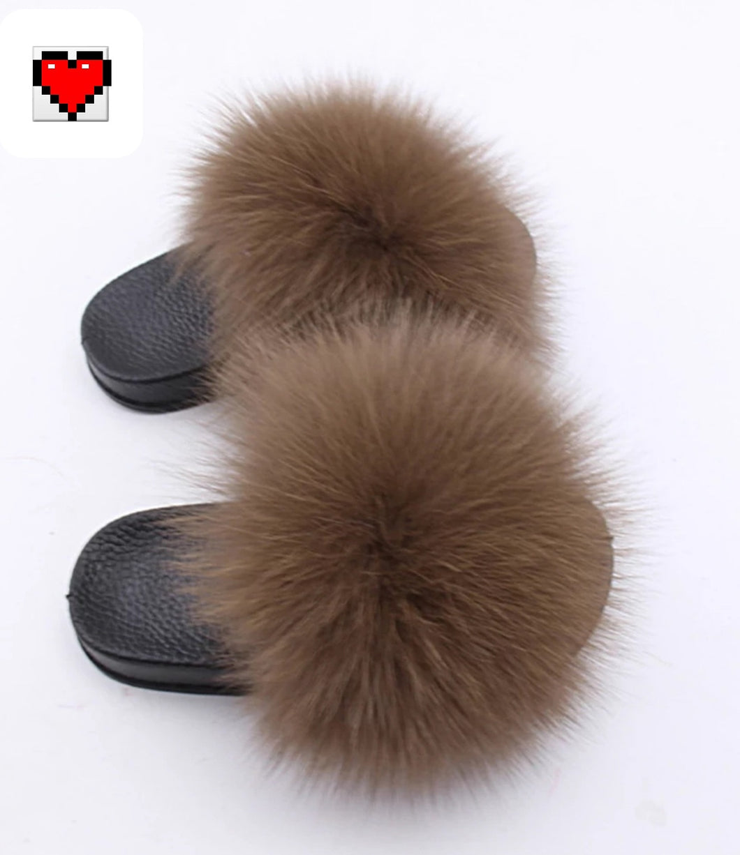 Brown Furry Slides (Kids)