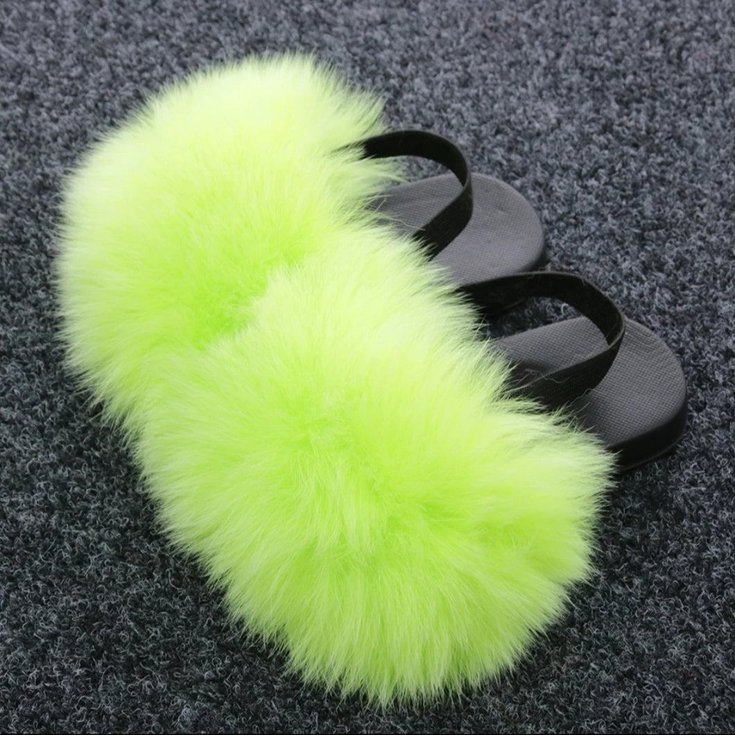 Infants Lime Green Furry Slides