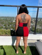 Load image into Gallery viewer, Stylish Red &amp; Black Color Block Patchwork Two-piece Set
