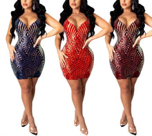 Load image into Gallery viewer, Backless Lace-up Sequined Cocktail Party Dress
