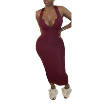 Load image into Gallery viewer, Formal Solid Color V-neck Midi Dress
