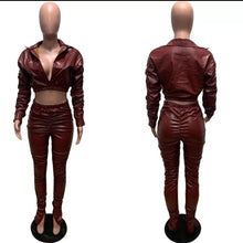 Load image into Gallery viewer, Faux Leather Crop Top Outfit
