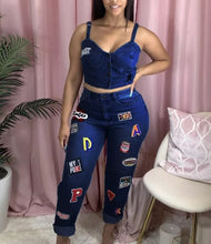 Load image into Gallery viewer, Subsidy Patch Denim Two-piece Jean Set
