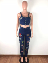 Load image into Gallery viewer, Subsidy Patch Denim Two-piece Jean Set
